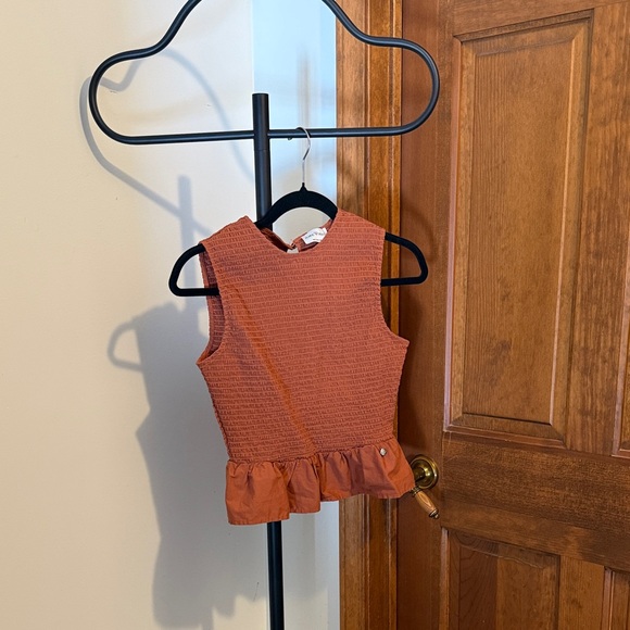 Tops - Rust Sleeveless Peplum Top